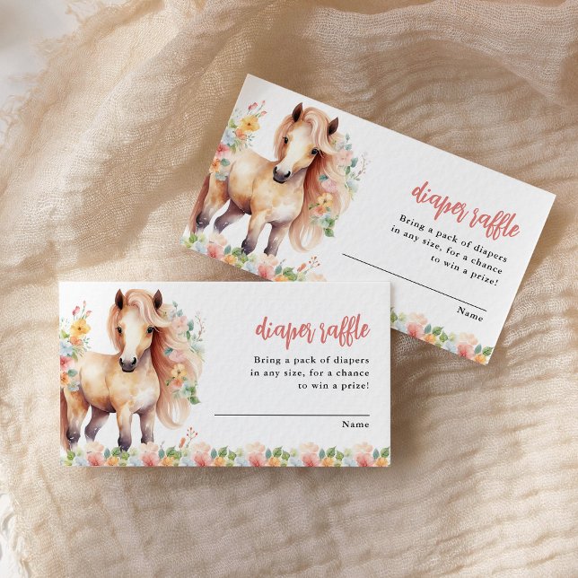Tarjeta De Recepción Diaper Raffle Floral Horse Baby Shower (Subido por el creador)