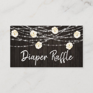 Tarjeta De Recepción *~* Diaper Raffle Floral Madera Rústica Grillos Rú