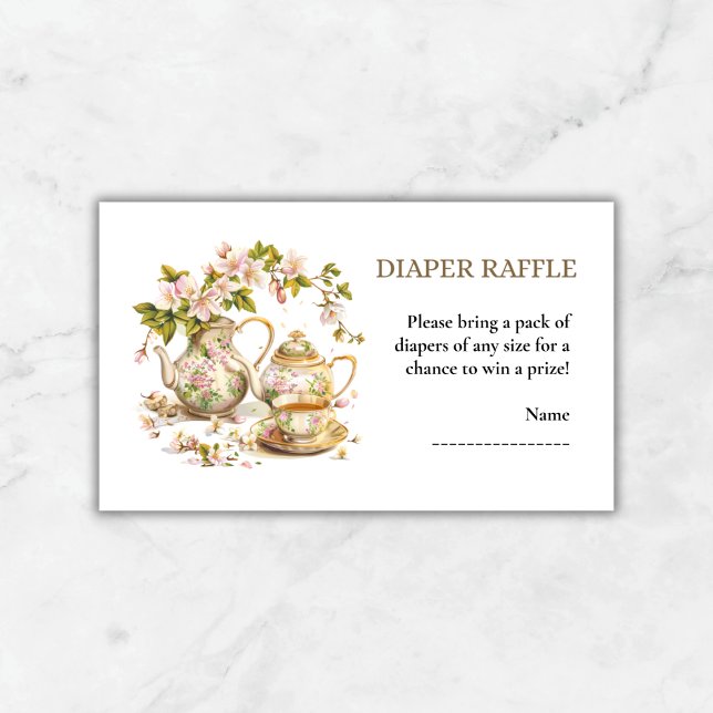 Tarjeta De Recepción Diaper Raffle Floral Spring Baby Shower (Diaper Raffle Floral Spring Baby Shower Enclosure Card )