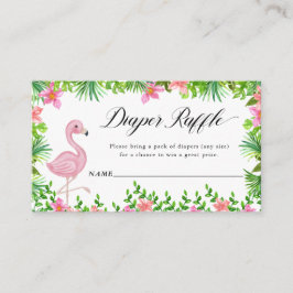 Tarjeta De Recepción Diaper Raffle Flores tropicales rosadas Flamingo
