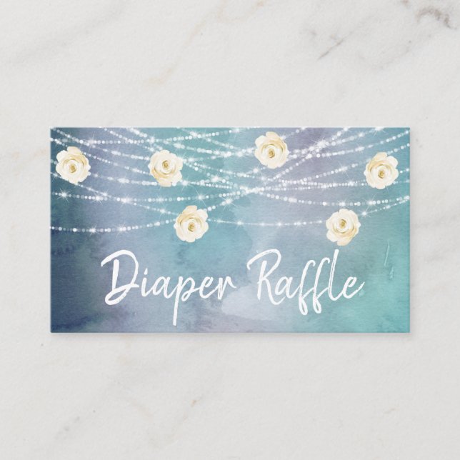 Tarjeta De Recepción *~* Diaper Raffle Flowers ilumina a Rosas Baby Sho (Anverso)