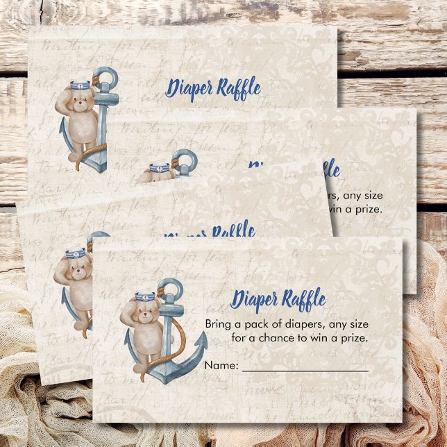 Tarjeta De Recepción Diaper Raffle Game Ahoy es un chico Baby Shower (Subido por el creador)