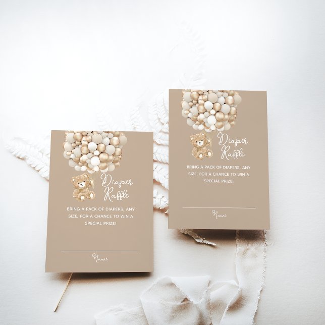Tarjeta De Recepción Diaper Raffle Género Neutral Bear Baby Shower (Subido por el creador)