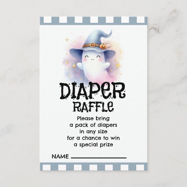 Tarjeta De Recepción Diaper Raffle Ghost Baby Shower (Anverso)