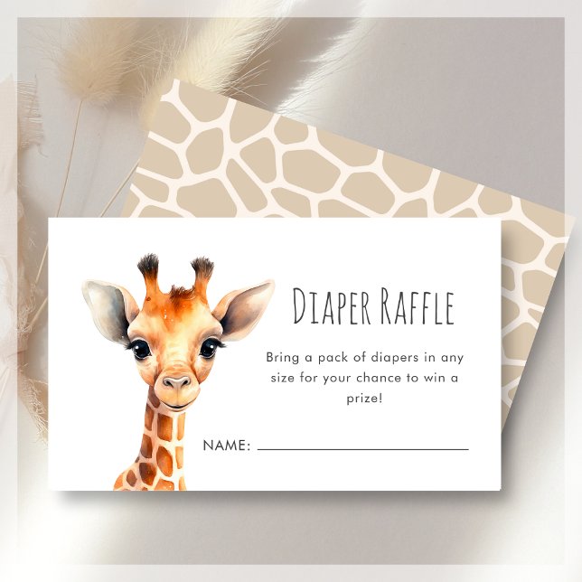 Tarjeta De Recepción Diaper Raffle | Giraffe Baby Shower (Subido por el creador)