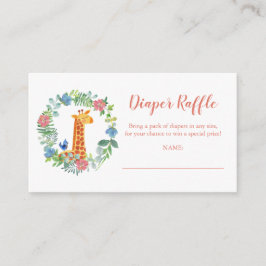 Tarjeta De Recepción Diaper Raffle Giraffe Floral Wreath Baby Shower