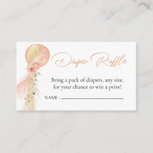 Tarjeta De Recepción Diaper Raffle Globo de oro rosa Eucalyptus Boho