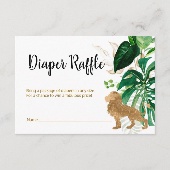 Tarjeta De Recepción Diaper Raffle Granos de oro de Safari (Anverso)