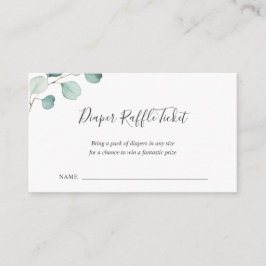Tarjeta De Recepción Diaper Raffle Greenery Eucalyptus Baby Shower