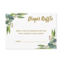 Diaper Raffle Greenery Gold Insertar Baby Shower