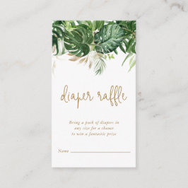 Tarjeta De Recepción Diaper Raffle Greenery Gold Tropical Baby Shower