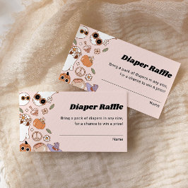 Tarjeta De Recepción Diaper Raffle Groovy Halloween Fantasma Baby Showe