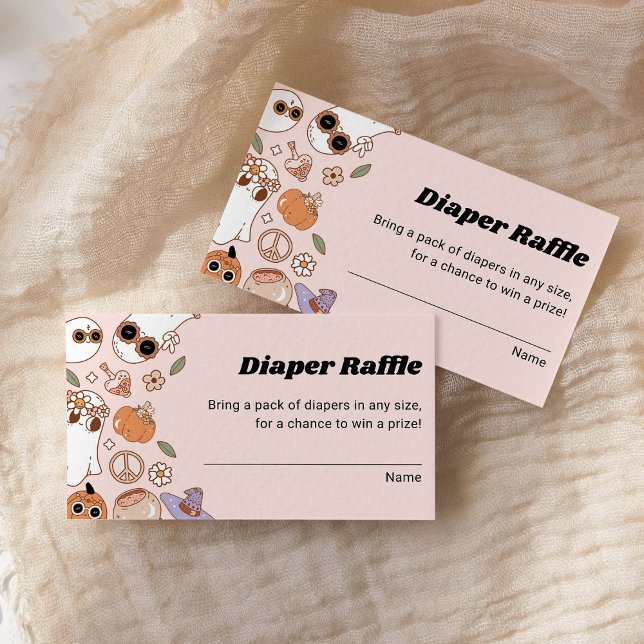 Tarjeta De Recepción Diaper Raffle Groovy Halloween Fantasma Baby Showe (Subido por el creador)