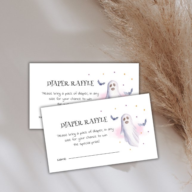 Tarjeta De Recepción Diaper Raffle Halloween Cute Ghost Baby Shower (Diaper Raffle Halloween Cute Ghost Baby Shower Enclosure Card)