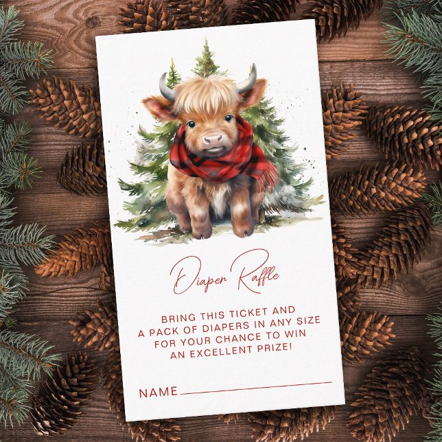 Tarjeta De Recepción Diaper Raffle Highland Cow Cosy Winter Baby Shower (Subido por el creador)