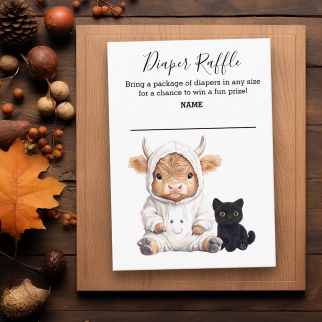 Tarjeta De Recepción Diaper Raffle Highland Cow Halloween Ghost Boo (Subido por el creador)