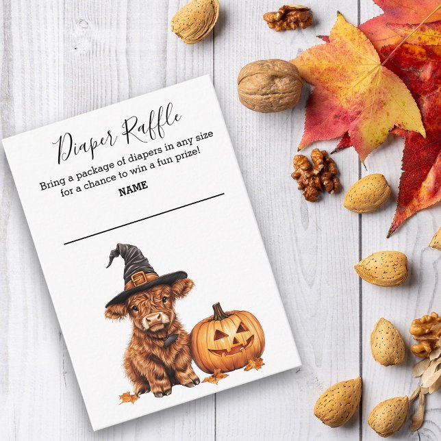 Tarjeta De Recepción Diaper Raffle Highland Cow Halloween Witch (Subido por el creador)