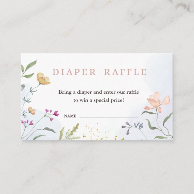 Tarjeta De Recepción Diaper Raffle Insert Card for Baby Shower (Anverso)