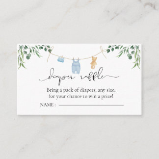 Tarjeta De Recepción Diaper Raffle Laundry Blue Green Baby Shower