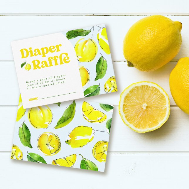 Tarjeta De Recepción Diaper Raffle Lemon Retro Baby Shower (Subido por el creador)