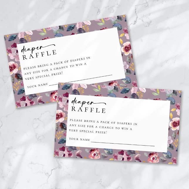 Tarjeta De Recepción Diaper Raffle Lilac Floral Baby Show (Subido por el creador)