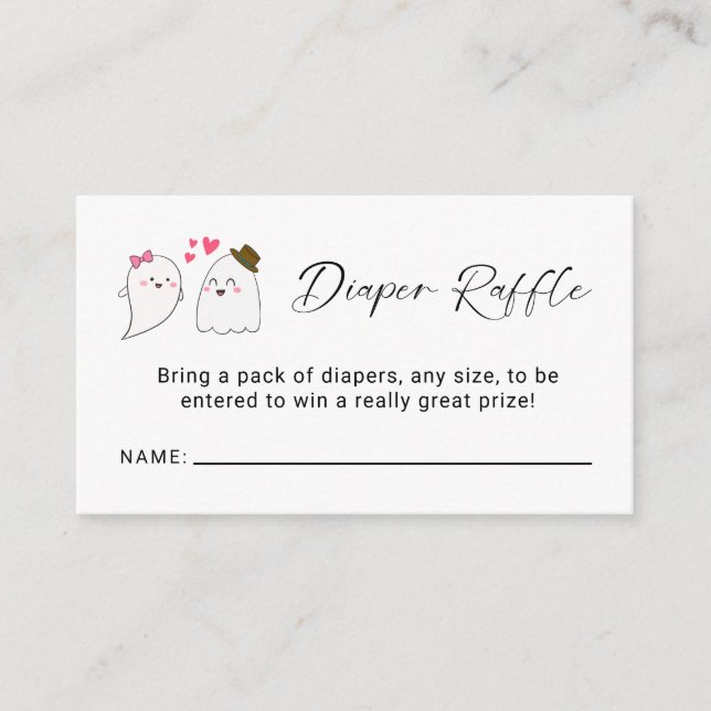 Tarjeta De Recepción Diaper Raffle Little Boo Baby Shower Halloween (Anverso)