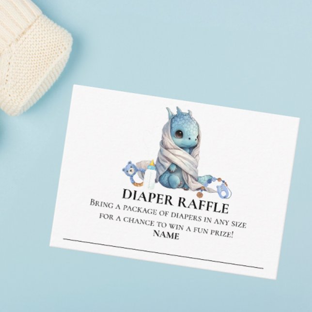 Tarjeta De Recepción Diaper Raffle Little Knight Dragon Blue (Subido por el creador)