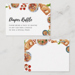 Tarjeta De Recepción Diaper Raffle Little Meatball Baby Shower italiano