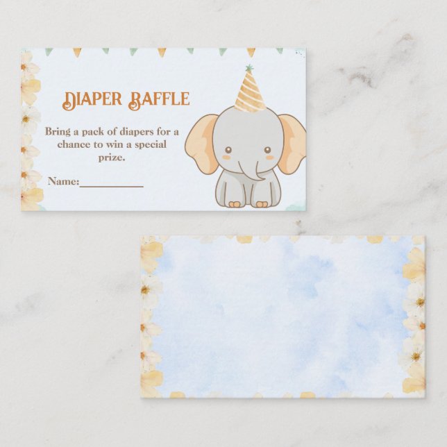 Tarjeta De Recepción Diaper Raffle - Little Peanut Dreams Elephant (Anverso / Reverso)