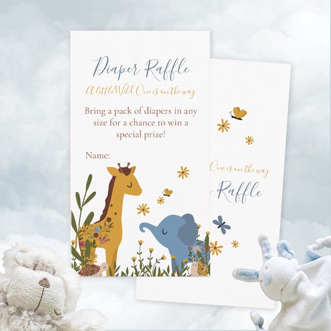 Tarjeta De Recepción Diaper Raffle Little Wild One Cute Baby Shower (Diaper Raffle Little Wild One Cute Baby Shower Enclosure Card ©Susanne Sachers Sunny Mind Design 🌞)