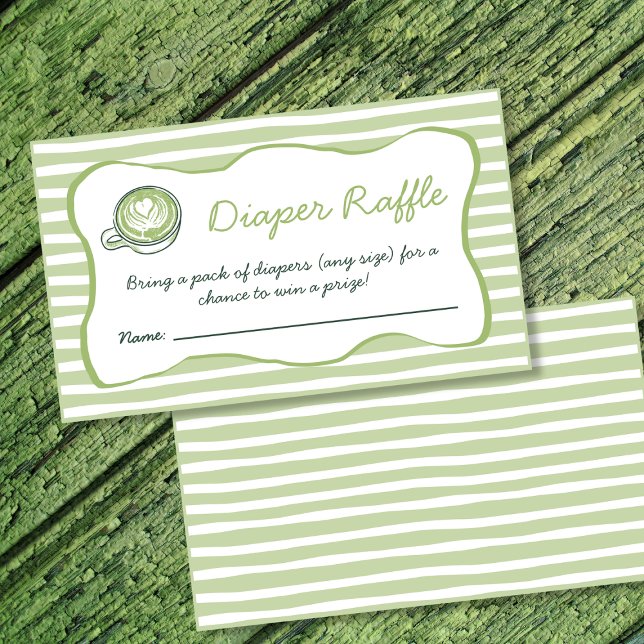 Tarjeta De Recepción Diaper Raffle Matcha Green Tea Baby Shower (Diaper Raffle Matcha Green Tea Baby Shower Enclosure Card)