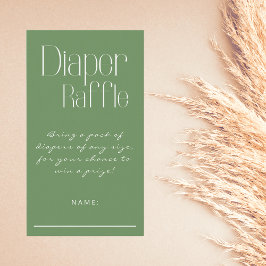 Tarjeta De Recepción Diaper Raffle Minimalista Sage Green Baby Shower