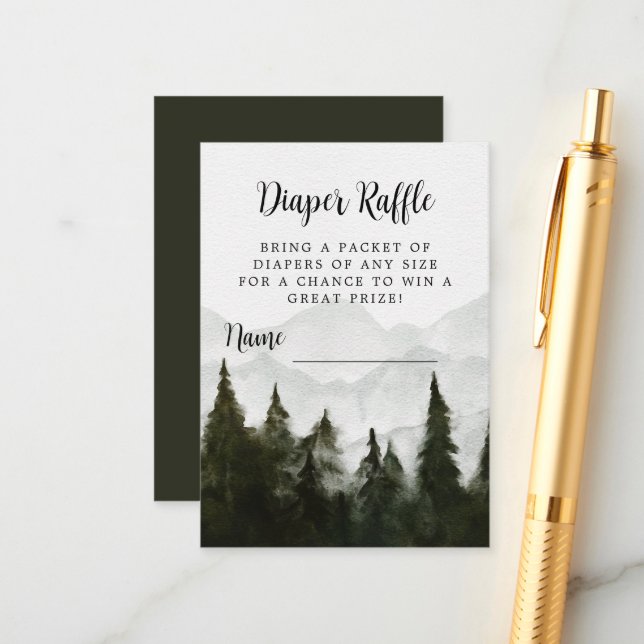 Tarjeta De Recepción Diaper Raffle Misty Forest Baby Shower (Anverso/Reverso In Situ)
