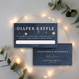 Tarjeta De Recepción Diaper Raffle Moon Starry Night Blue Baby Shower