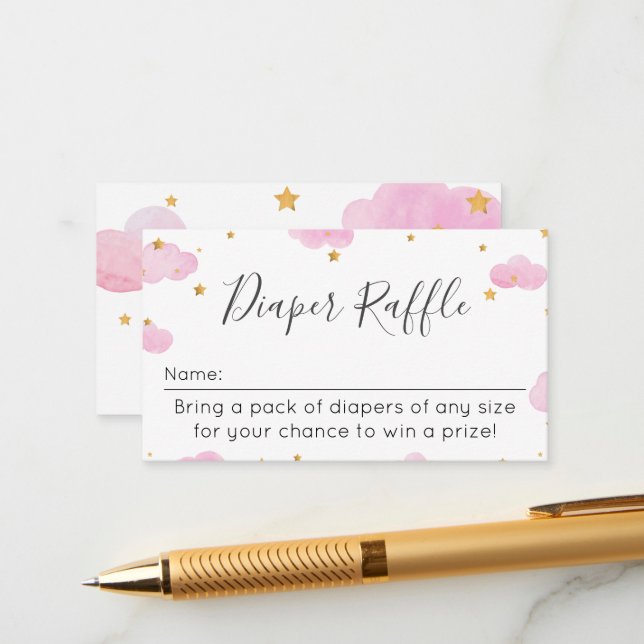 Tarjeta De Recepción  Diaper Raffle Moon & Stars p (Anverso/Reverso In Situ)
