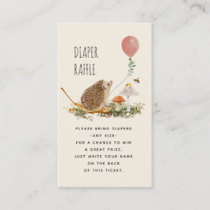 Tarjeta De Recepción Diaper Raffle Mushrooms Hedgehog Globo rosa