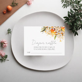 Tarjeta De Recepción Diaper Raffle Naranja Citrus Tangerine Baby Shower