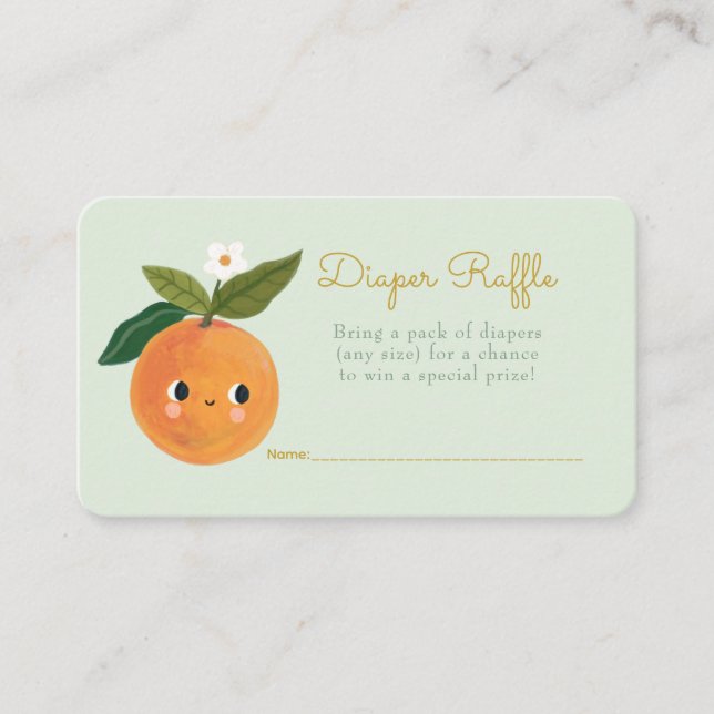 Tarjeta De Recepción Diaper Raffle, Naranja Cutie (Anverso)