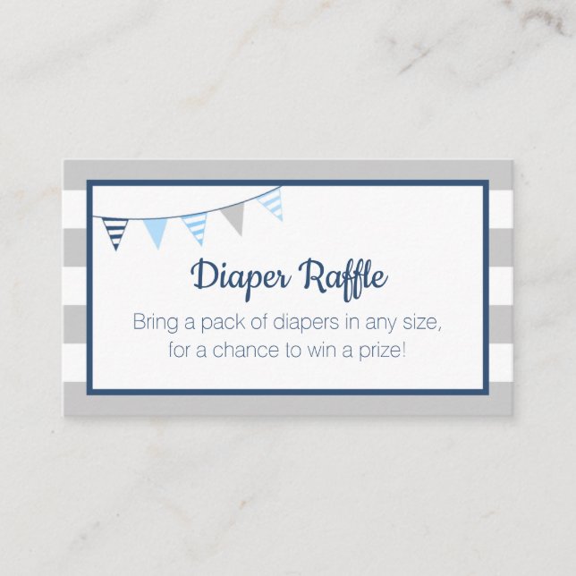 Tarjeta De Recepción Diaper Raffle Nautical Ahoy Boy Blue Baby Shower (Anverso)