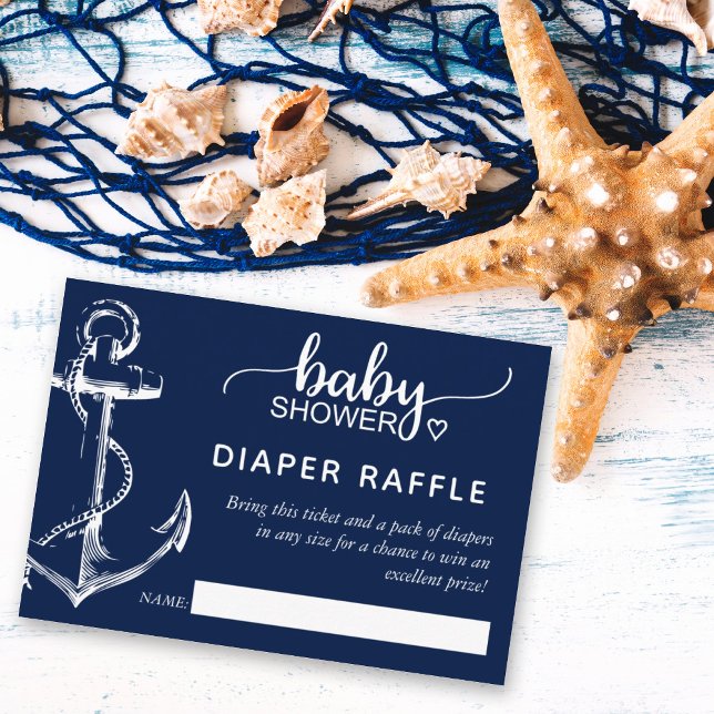 Tarjeta De Recepción Diaper Raffle Nautical Anchor Baby Shower (Subido por el creador)