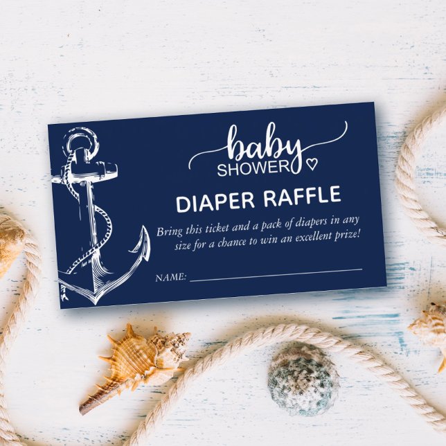Tarjeta De Recepción Diaper Raffle Nautical Anchor Naval (Subido por el creador)