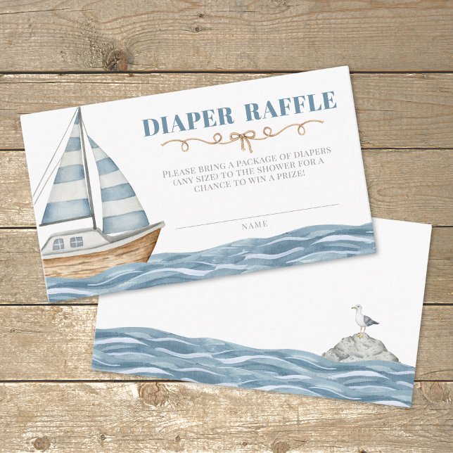 Tarjeta De Recepción Diaper Raffle Nautical Baby Shower (Diaper Raffle Nautical Baby Shower Enclosure Card )