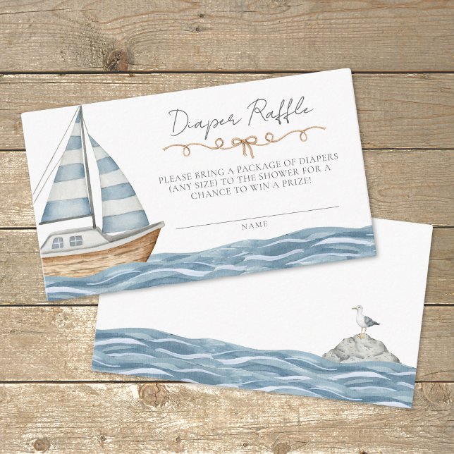 Tarjeta De Recepción Diaper Raffle Nautical Baby Shower (Diaper Raffle Nautical Baby Shower Enclosure Card)