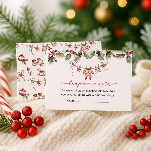 Tarjeta De Recepción Diaper Raffle Navidades Baby Shower (Subido por el creador)