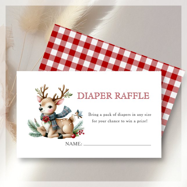 Tarjeta De Recepción Diaper Raffle | Navidades Reindeer Baby Shower (Subido por el creador)