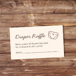 Tarjeta De Recepción Diaper Raffle Neutral Brown Baby Shower