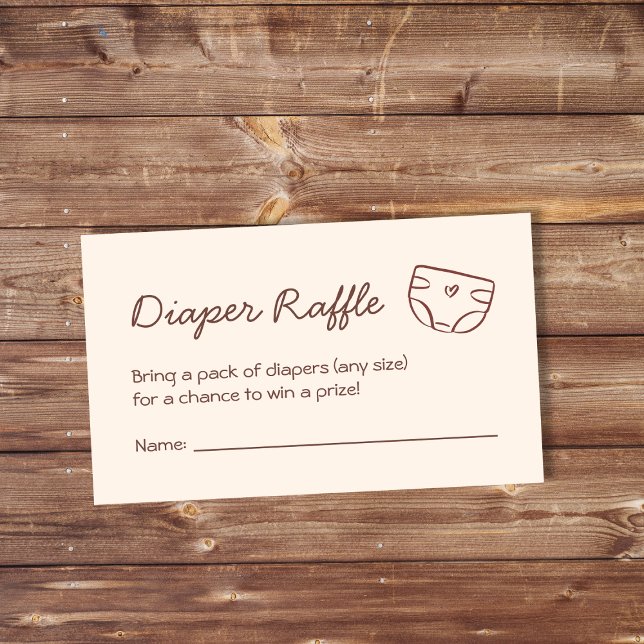 Tarjeta De Recepción Diaper Raffle Neutral Brown Baby Shower (Diaper Raffle Neutral Brown Baby Shower Enclosure Card)