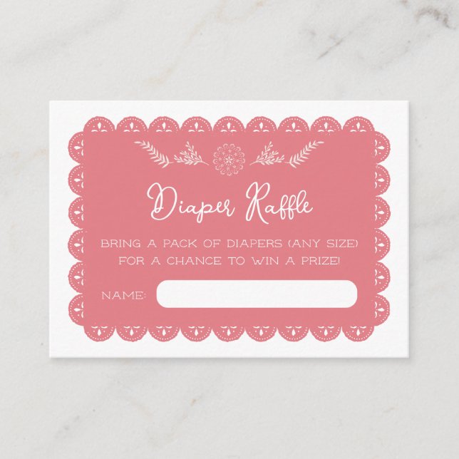 Tarjeta De Recepción Diaper Raffle Niña Mexicana Bebé Ducha (Anverso)
