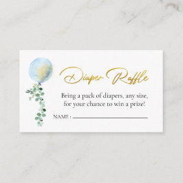 Tarjeta De Recepción Diaper Raffle Oh Boy Baby Blue Balloon Eucalyptus