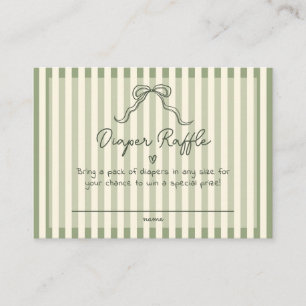 Tarjeta De Recepción Diaper Raffle para Baby Shower de color verde sabi
